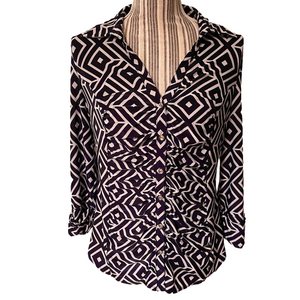 INC INTERNATIONAL CONCEPTS Navy & White button down top with sparkling buttons